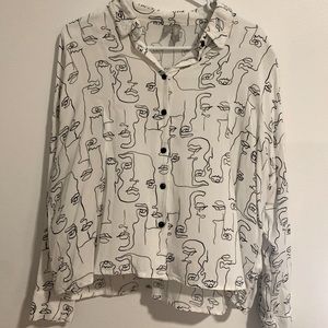 ASOS white blouse with line drawing pattern
